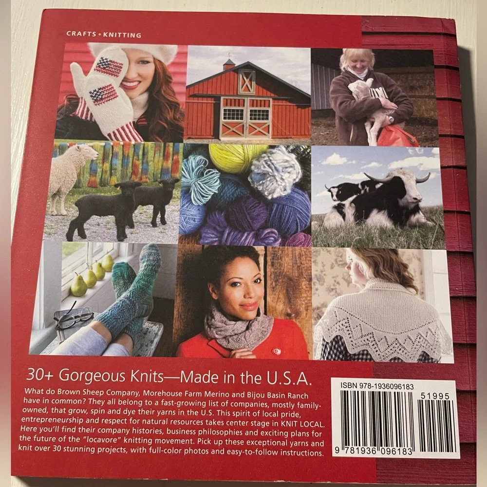 🧶30 knitting patterns included- Knit Local Hardcover Book, USA mittens pattern